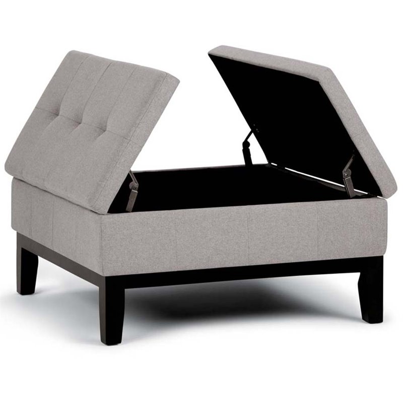 Pemberly Row Contemporary Coffee Table Ottoman in Cloud Gray