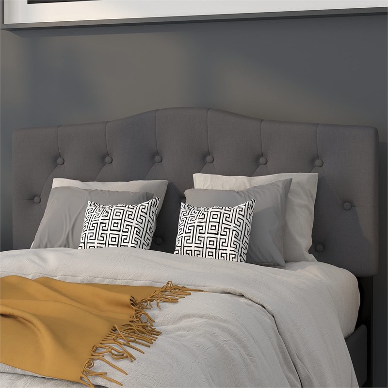 Pemberly Row Modern Tufted Full Panel Headboard in Dark Gray