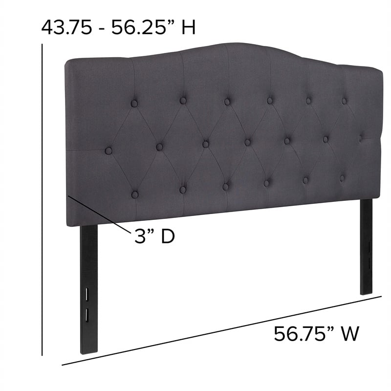 Pemberly Row Modern Tufted Full Panel Headboard in Dark Gray