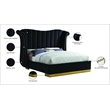 Pemberly Row Modern Solid Wood and Velvet Queen Bed in Black