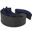 Pemberly Row Aluminum and Rattan Patio Daybed in Canvas/Navy