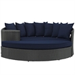 Pemberly Row Aluminum and Rattan Patio Daybed in Canvas/Navy