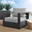 Pemberly Row Modern Fabric/Aluminum Outdoor Armchair in Gray
