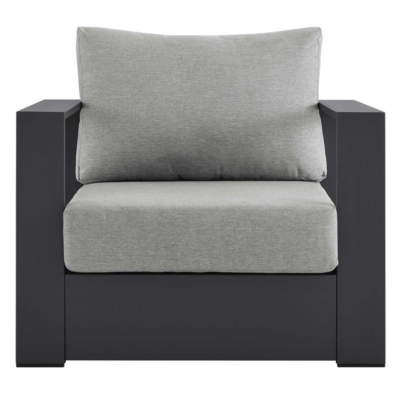Pemberly Row Modern Fabric/Aluminum Outdoor Armchair in Gray