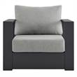 Pemberly Row Modern Fabric/Aluminum Outdoor Armchair in Gray