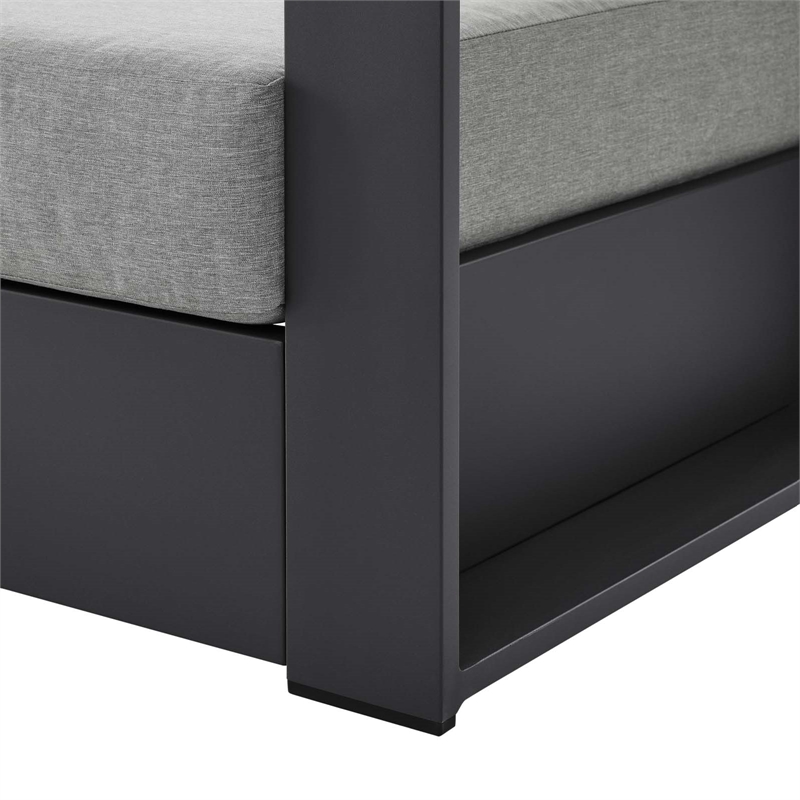 Pemberly Row Modern Fabric/Aluminum Outdoor Armchair in Gray