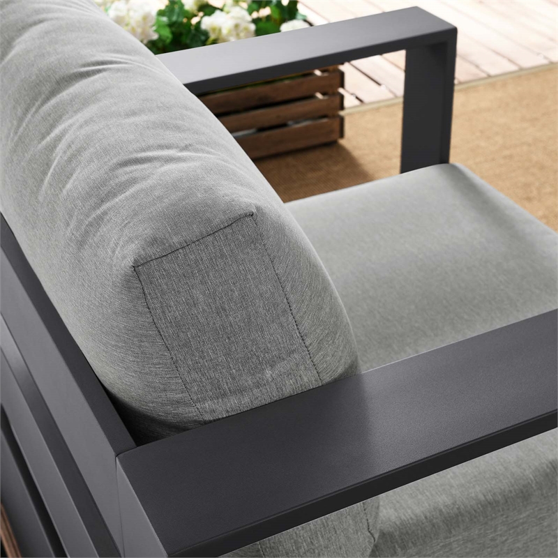 Pemberly Row Modern Fabric/Aluminum Outdoor Armchair in Gray