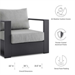 Pemberly Row Modern Fabric/Aluminum Outdoor Armchair in Gray