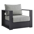 Pemberly Row Modern Fabric/Aluminum Outdoor Armchair in Gray