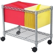 Pemberly Row Contemporary Steel Wire Mobile File Cart in Gray