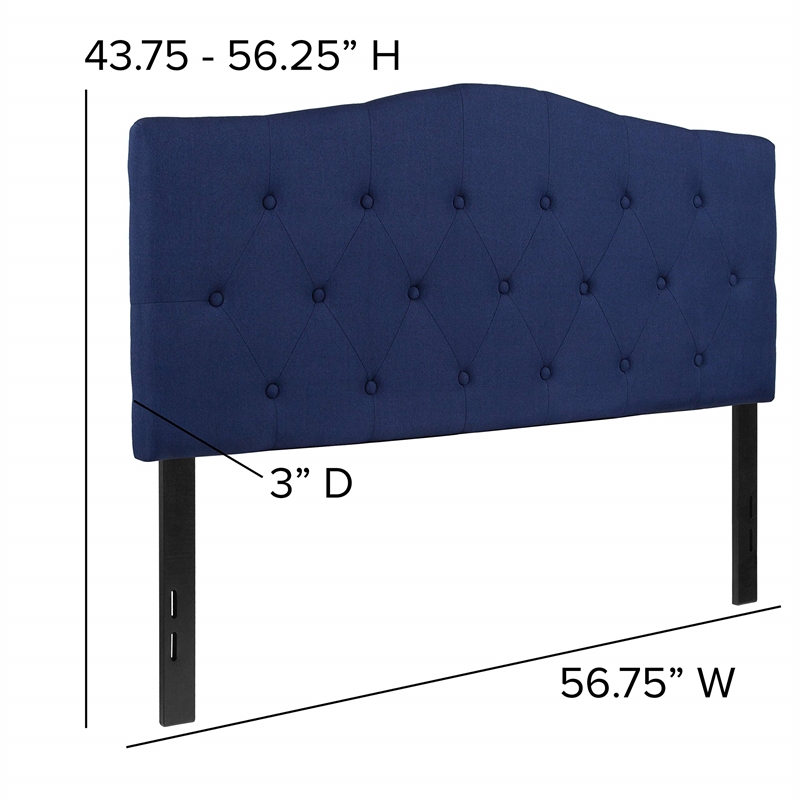 Pemberly Row Contemporary Tufted Full Panel Headboard in Navy