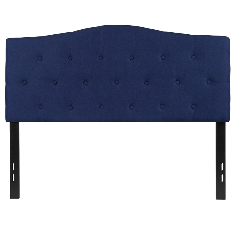 Pemberly Row Contemporary Tufted Full Panel Headboard in Navy