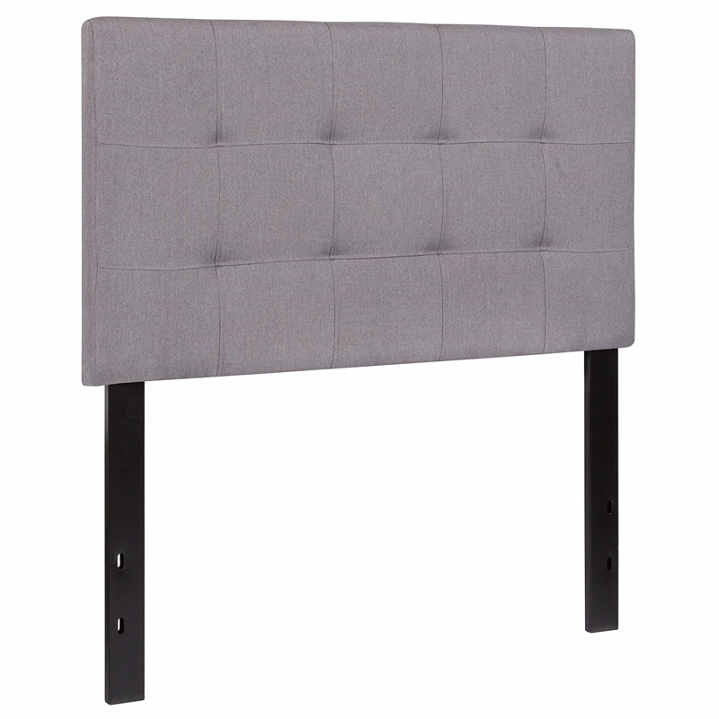 Pemberly Row Modern Twin Fabric Panel Headboard in Light Gray
