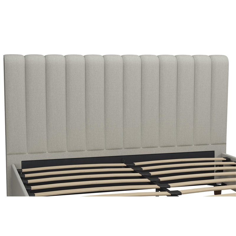 Pemberly Row Modern Upholstered Queen Bed in Light Gray Linen