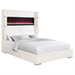 Pemberly Row 67-inch Fabric Upholstered California King Fireplace Bed Cream