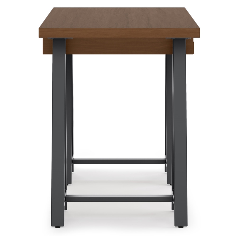 Pemberly Row Industrial 50 inch Wide Solid WALNUT Wood and Metal Small Desk