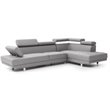 Pemberly Row Faux Leather Sectional in Gray with Adjustable Head and Arm Rest