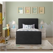 Pemberly Row Curved Headboard and Footboard Rich Black Boucle Fabric Twin Bed