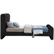 Pemberly Row Curved Headboard and Footboard Rich Black Boucle Fabric Twin Bed