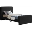 Pemberly Row Curved Headboard and Footboard Rich Black Boucle Fabric Twin Bed