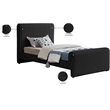 Pemberly Row Curved Headboard and Footboard Rich Black Boucle Fabric Twin Bed