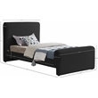 Pemberly Row Curved Headboard and Footboard Rich Black Boucle Fabric Twin Bed