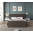 Pemberly Row Curved Headboard and Footboard Rich Brown Boucle Fabric Full Bed