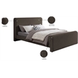 Pemberly Row Curved Headboard and Footboard Rich Brown Boucle Fabric King Bed