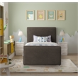 Pemberly Row Curved Headboard and Footboard Rich Brown Boucle Fabric Twin Bed