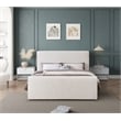 Pemberly Row Curved Headboard and Footboard Rich Cream Boucle Fabric Full Bed