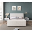 Pemberly Row Curved Headboard and Footboard Rich Cream Boucle Fabric King Bed