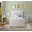 Pemberly Row Curved Headboard and Footboard Rich Cream Boucle Fabric Twin Bed