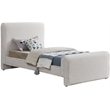 Pemberly Row Curved Headboard and Footboard Rich Cream Boucle Fabric Twin Bed