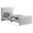 Pemberly Row Curved Headboard and Footboard Rich Cream Boucle Fabric Twin Bed