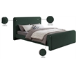 Pemberly Row Curved Headboard and Footboard Rich Green Boucle Fabric Full Bed