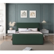 Pemberly Row Curved Headboard and Footboard Rich Green Boucle Fabric King Bed