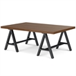 Pemberly Row Industrial 48 inch Wide Solid WALNUT Wood and Metal Coffee Table