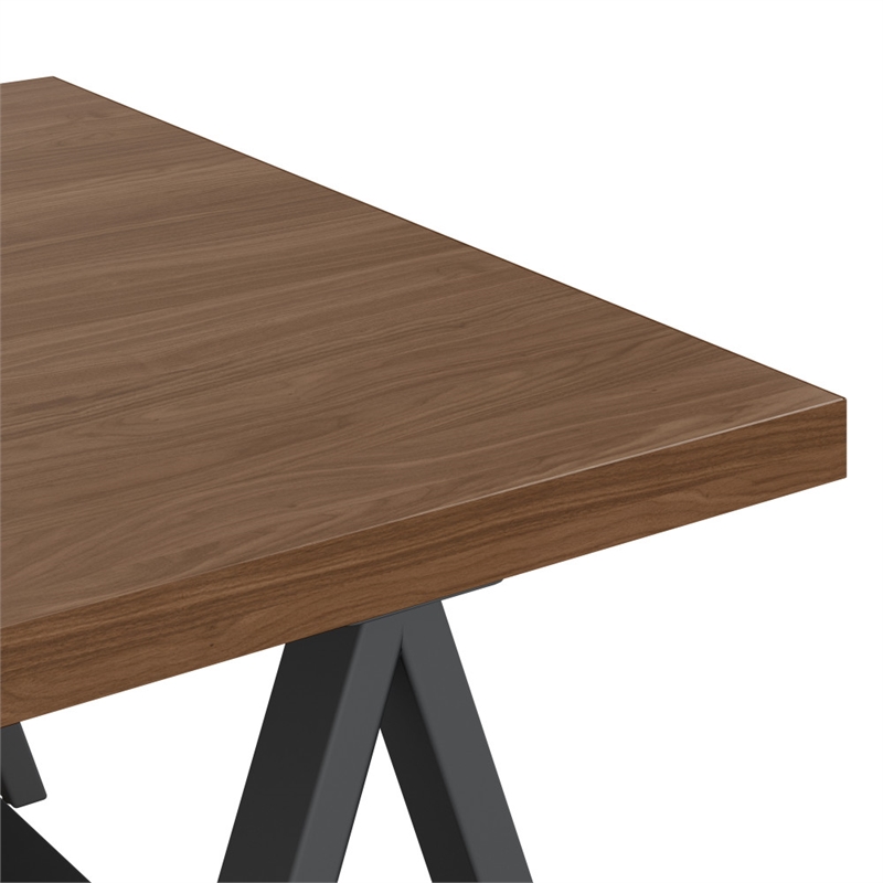 Pemberly Row Industrial 48 inch Wide Solid WALNUT Wood and Metal Coffee Table