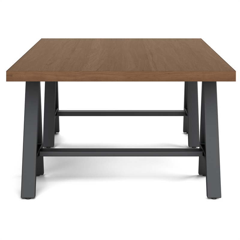 Pemberly Row Industrial 48 inch Wide Solid WALNUT Wood and Metal Coffee Table