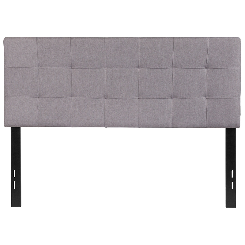 Pemberly Row Modern Tufted Full Panel Headboard in Light Gray
