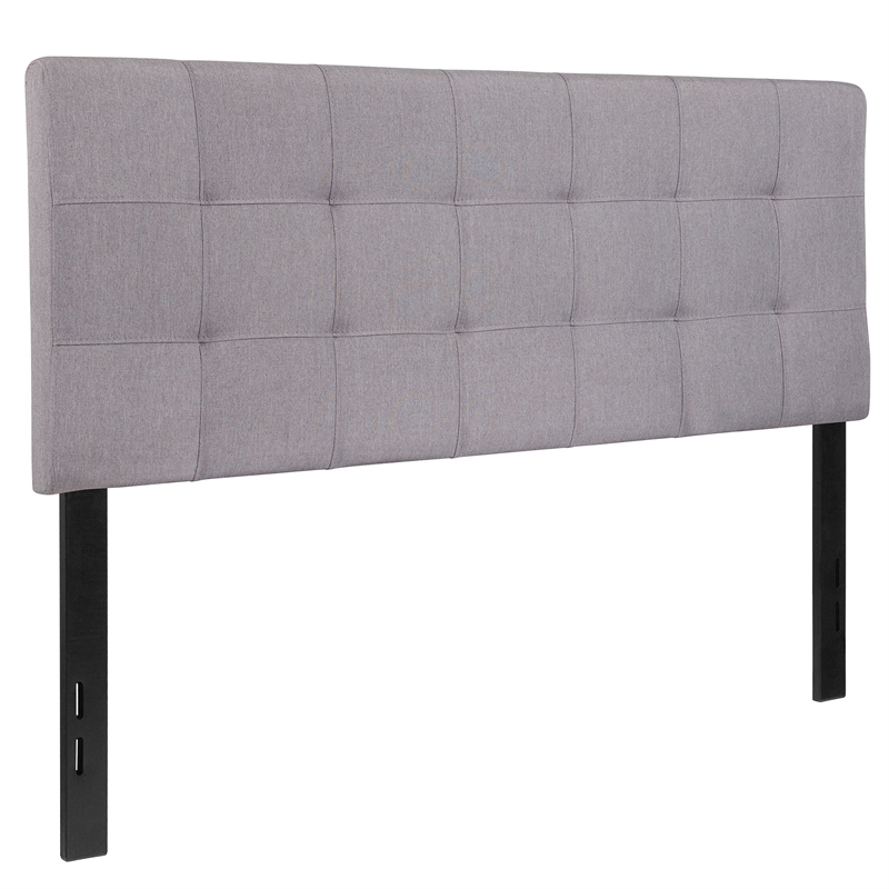 Pemberly Row Modern Tufted Full Panel Headboard in Light Gray
