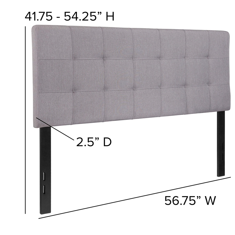 Pemberly Row Modern Tufted Full Panel Headboard in Light Gray