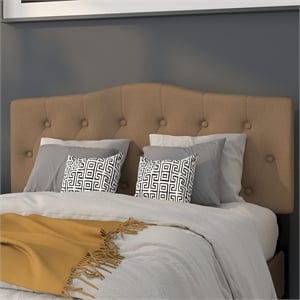 Pemberly Row Modern Tufted Full Panel Headboard in Dark Brown