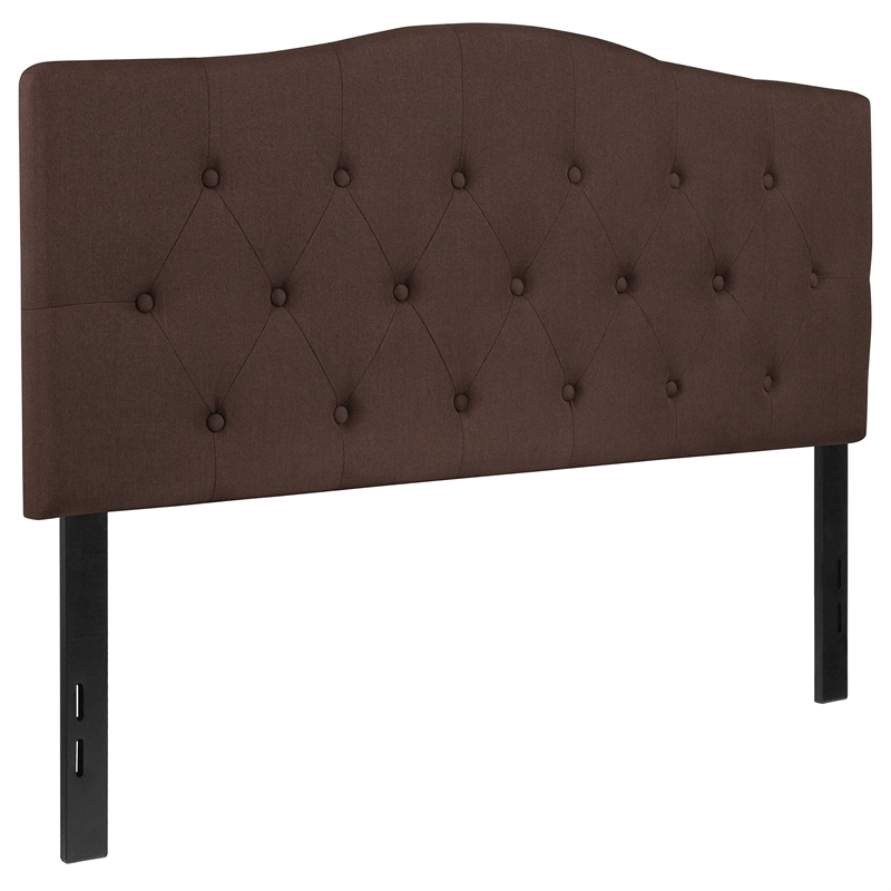 Pemberly Row Modern Tufted Full Panel Headboard in Dark Brown