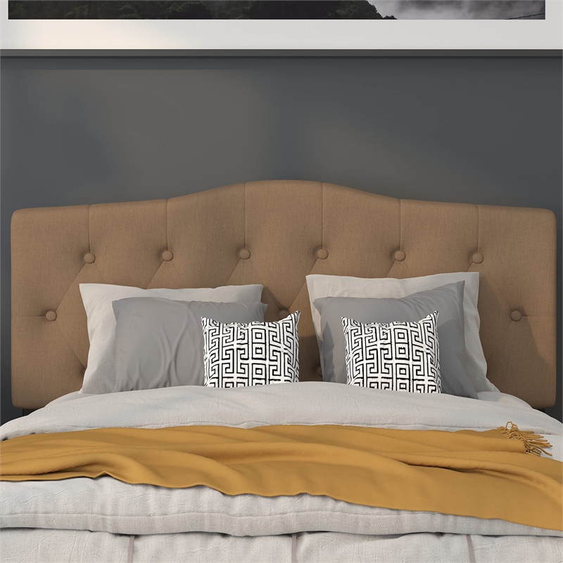 Pemberly Row Modern Tufted Full Panel Headboard in Dark Brown