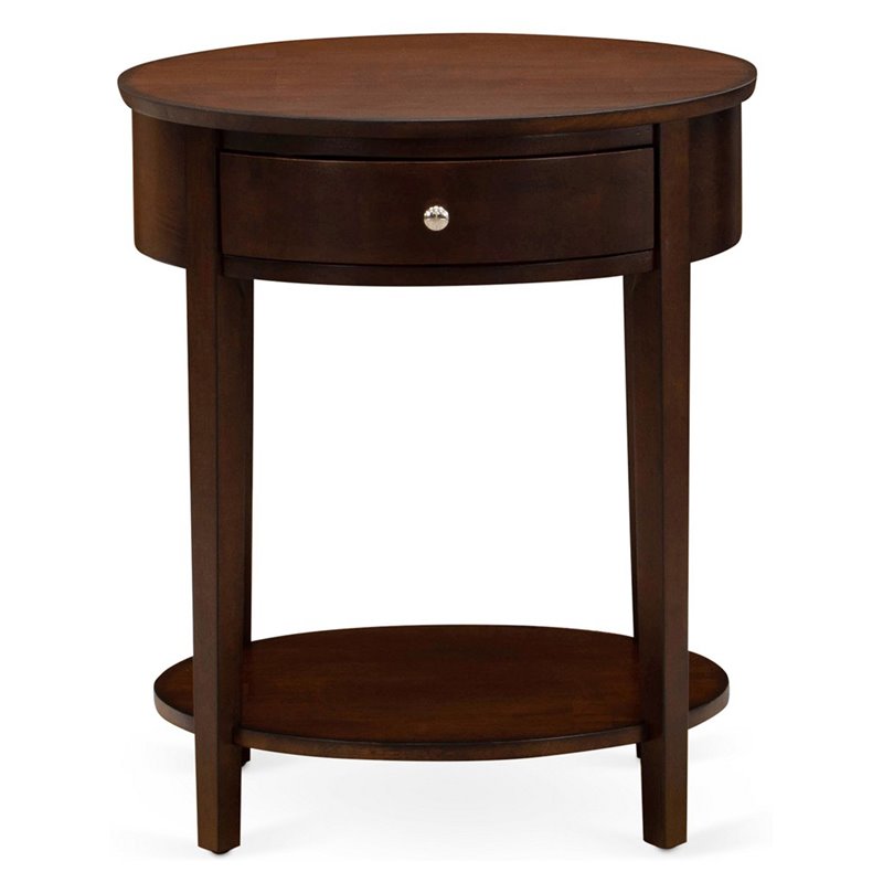 Pemberly Row Modern Asian Wood Nightstand in Antique Mahogany