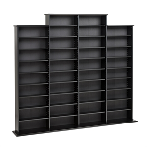 Pemberly Row Quad 64&quot CD DVD Wall Media Storage Rack in Black