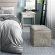 Pemberly Row Boho Square Pouf in Distressed Gray Faux Leather