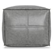 Pemberly Row Boho Square Pouf in Distressed Gray Faux Leather