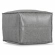 Pemberly Row Boho Square Pouf in Distressed Gray Faux Leather